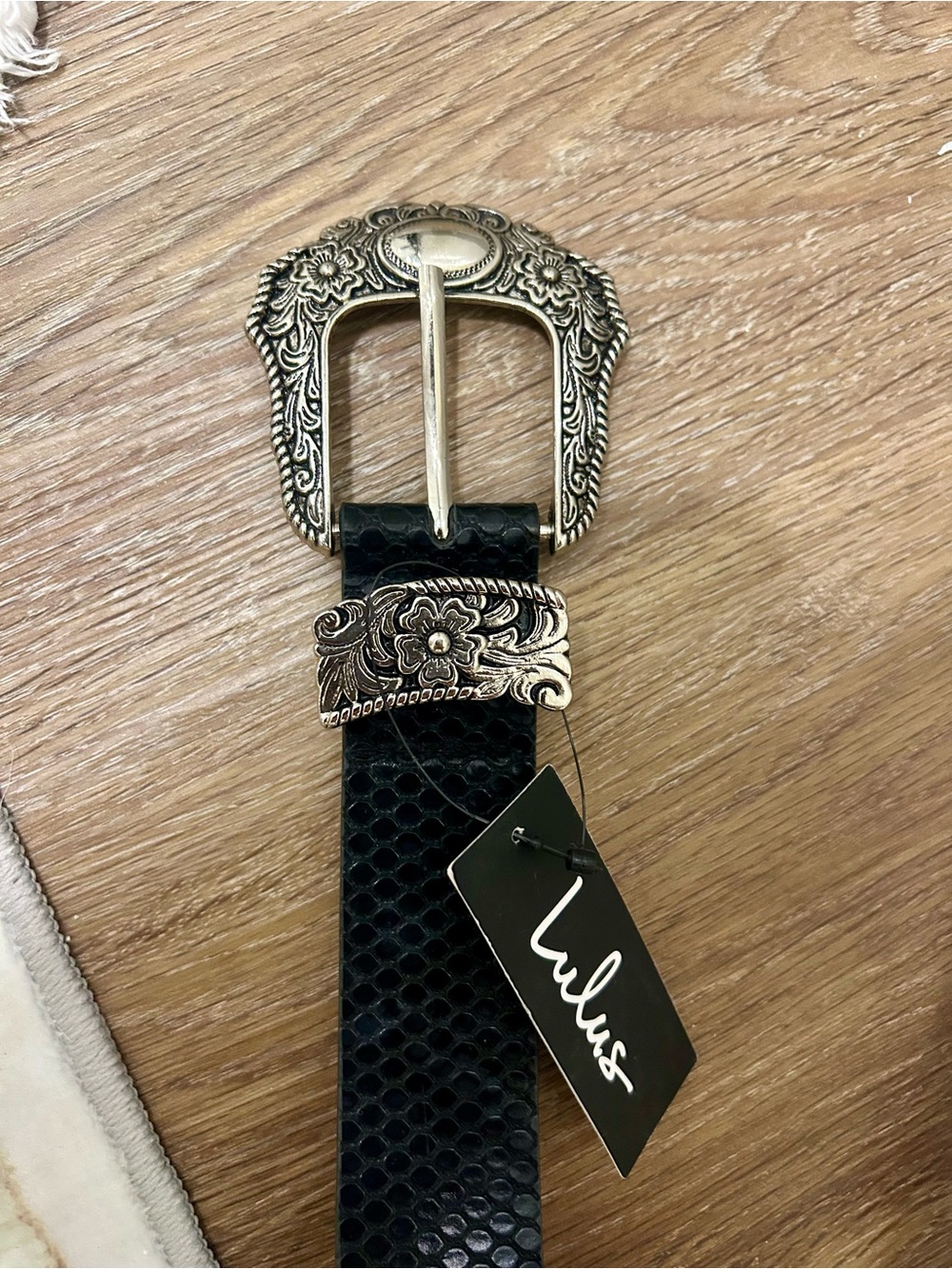 Western Belt with Ornate Silver-Tone Buckle